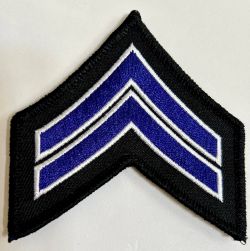 CORPORAL (CPL) CHEVRONS PURPLE with WHITE TRIM on BLACK - SOLD in PAIRS.